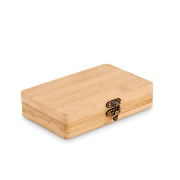 Branded 13 piece tool set, bamboo case
