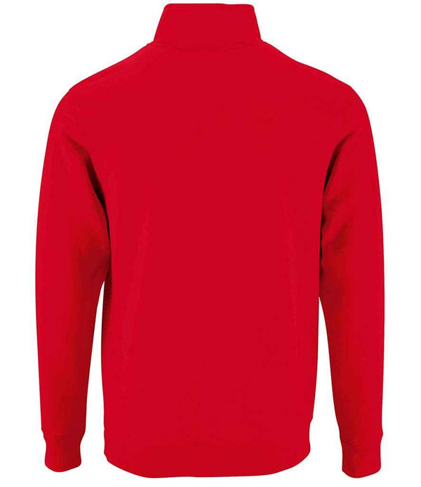 SOL'S Stan Contrast Zip Neck Sweatshirt Red