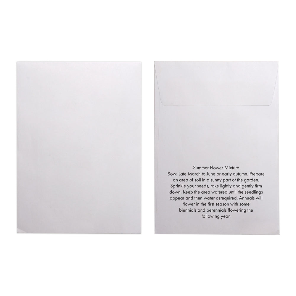Seed Pack in White Paper Envelope Summer Flowers
