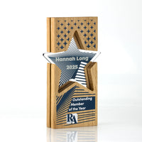 Oak Layered Acrylic Inset Star Award - 125mm x 210mm