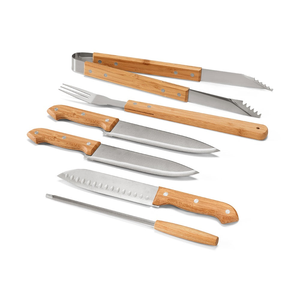 KABSA. Barbecue set supplied in a bamboo case