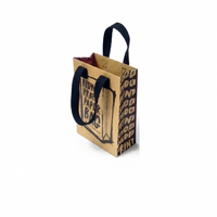 Small Unlaminated Brown Kraft Bag with Black Standard Length Cotton Handle