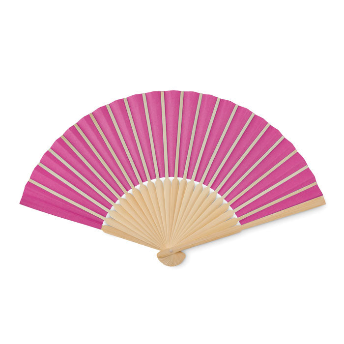 Branded Manual hand fan with bamboo handle