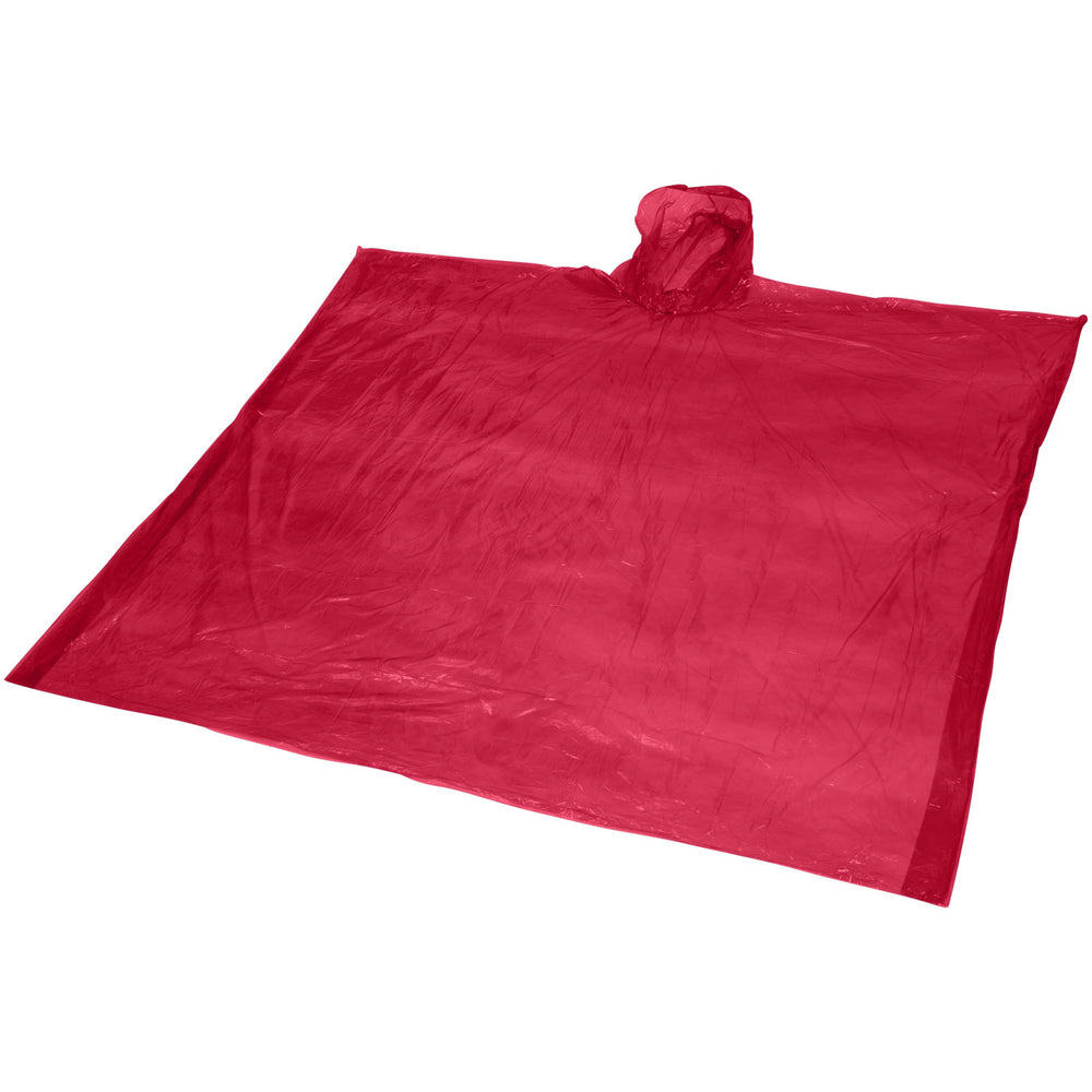 Branded Ziva disposable rain poncho with storage pouch