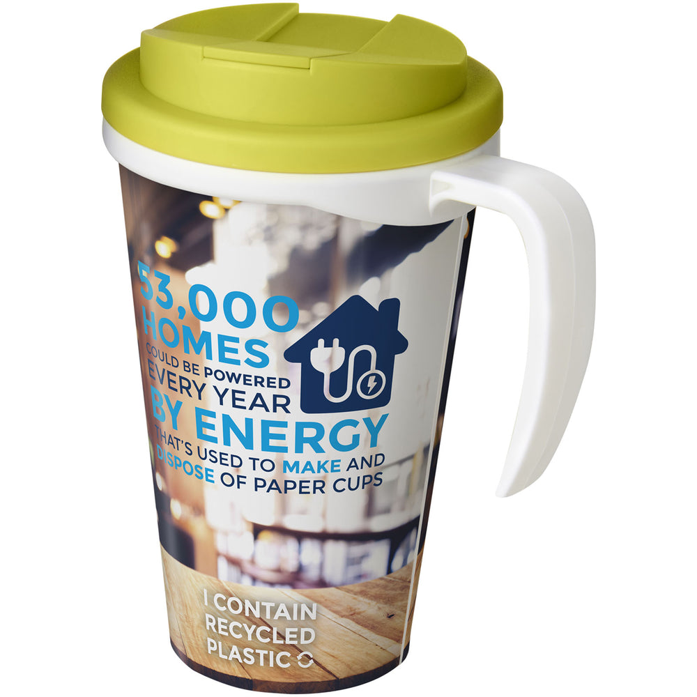 Branded Brite-Americano® Grande 350 ml mug with spill-proof lid