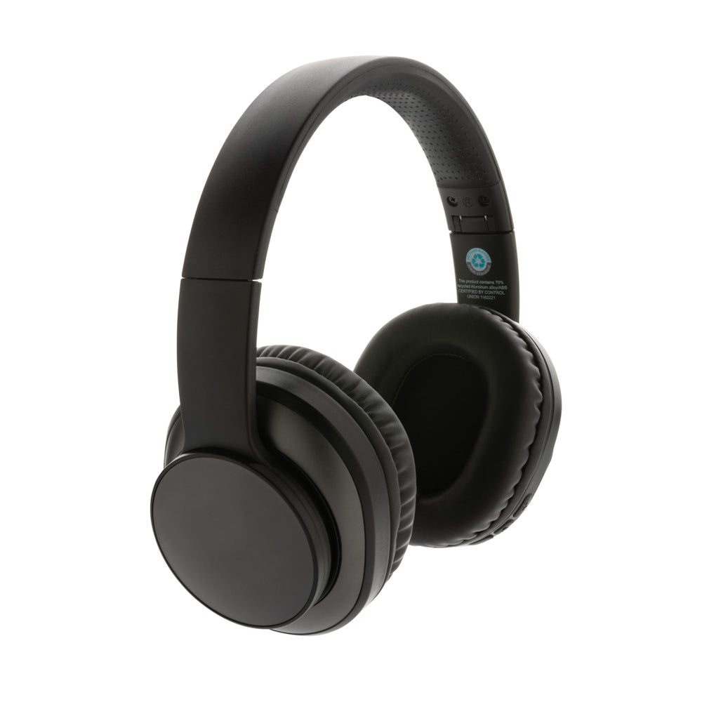 Branded Terra RCS recycled aluminium wireless headphone