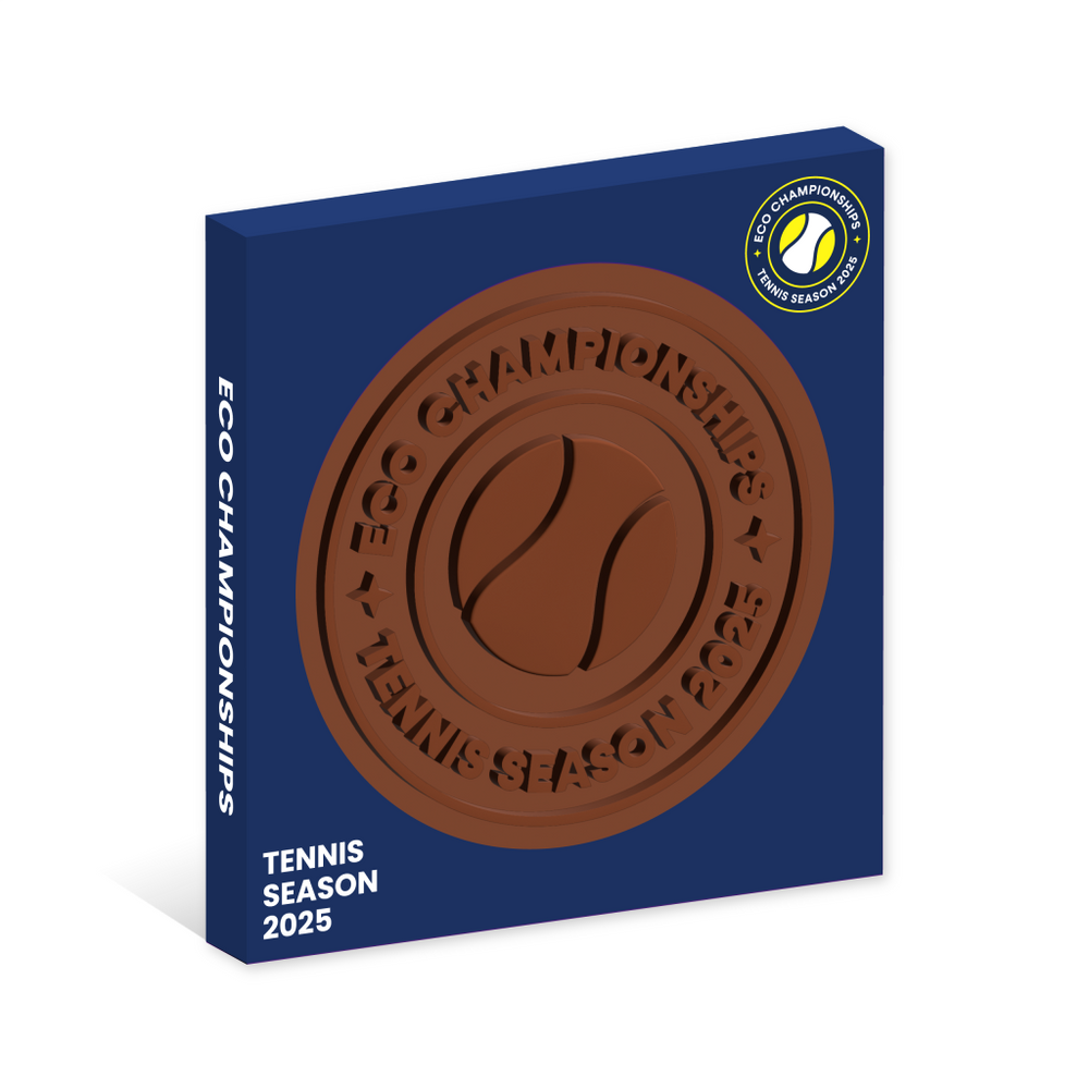 Tennis Season, Eco Window Box, Milk Chocolate Disc, 100mm Bespoke