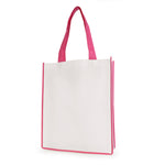 White non woven PP shopper with coloured piping trim and handles