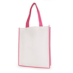 White non woven PP shopper with coloured piping trim and handles