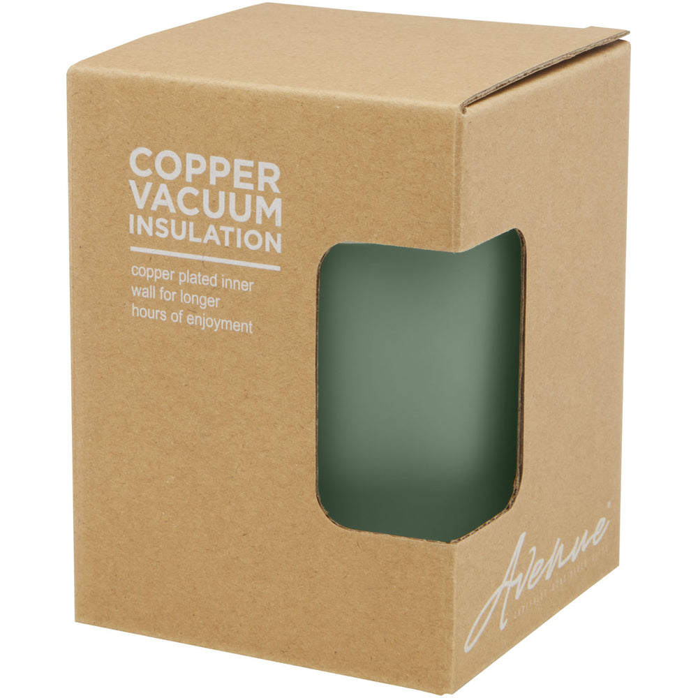 Branded Lagan 300 ml copper vacuum insulated stainless steel tumbler with bamboo lid