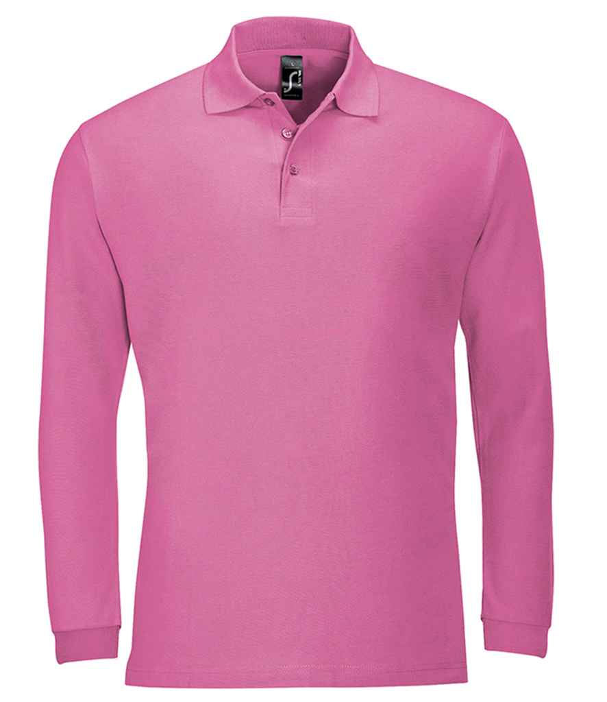 SOL'S Winter II Long Sleeve Cotton Piqué Polo Shirt Flash Pink