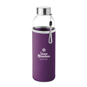 Glass bottle in pouch 500ml Violet