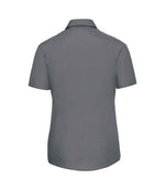 Russell Collection Ladies Short Sleeve Easy Care Poplin Shirt Convoy Grey
