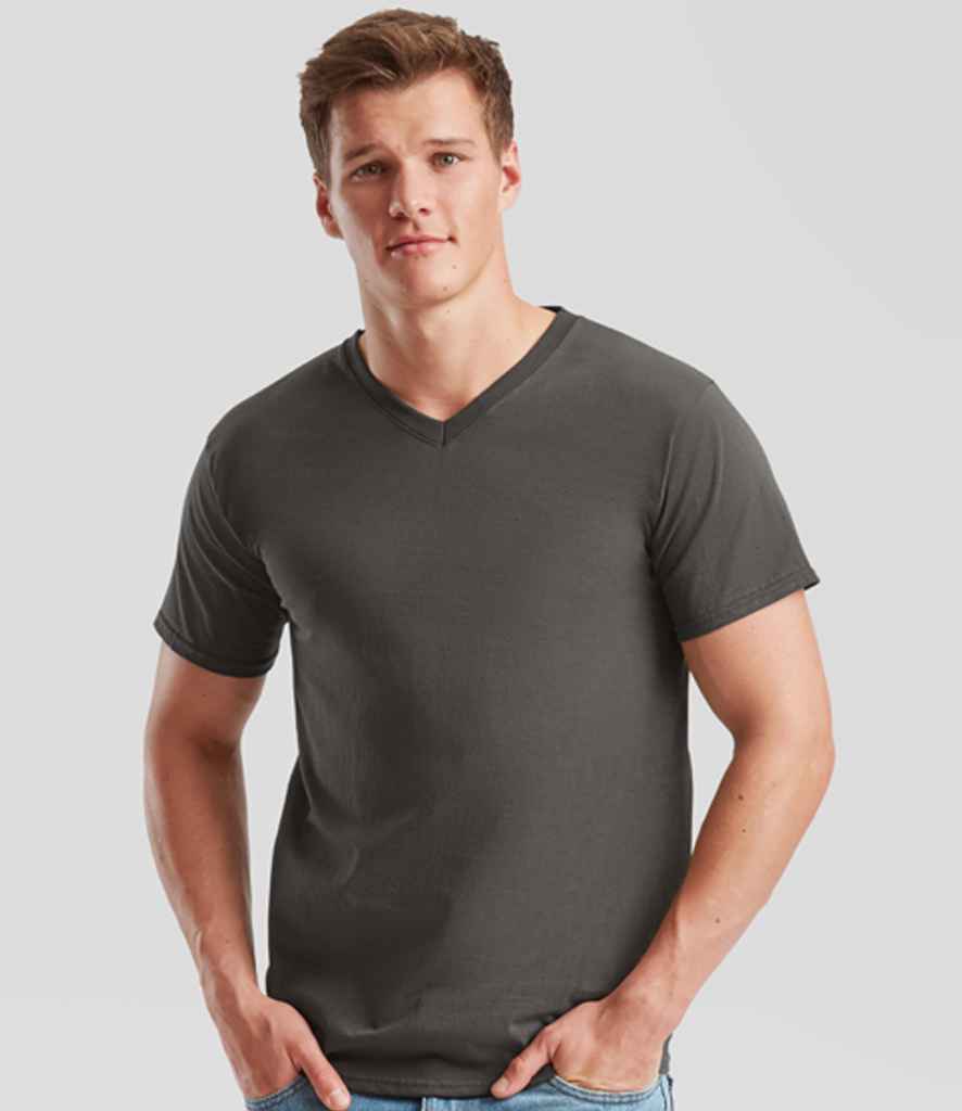 Fruit of the Loom V Neck Value T-Shirt Light Graphite