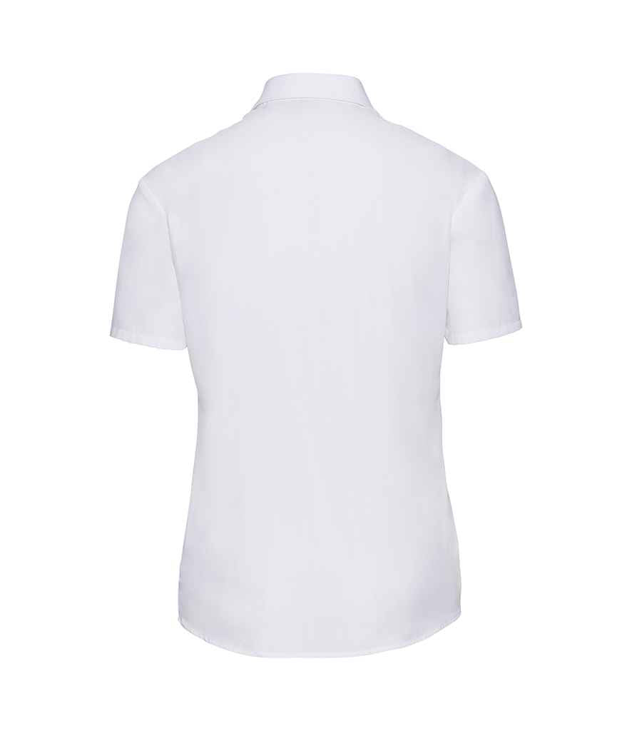 Russell Collection Ladies Short Sleeve Easy Care Poplin Shirt White