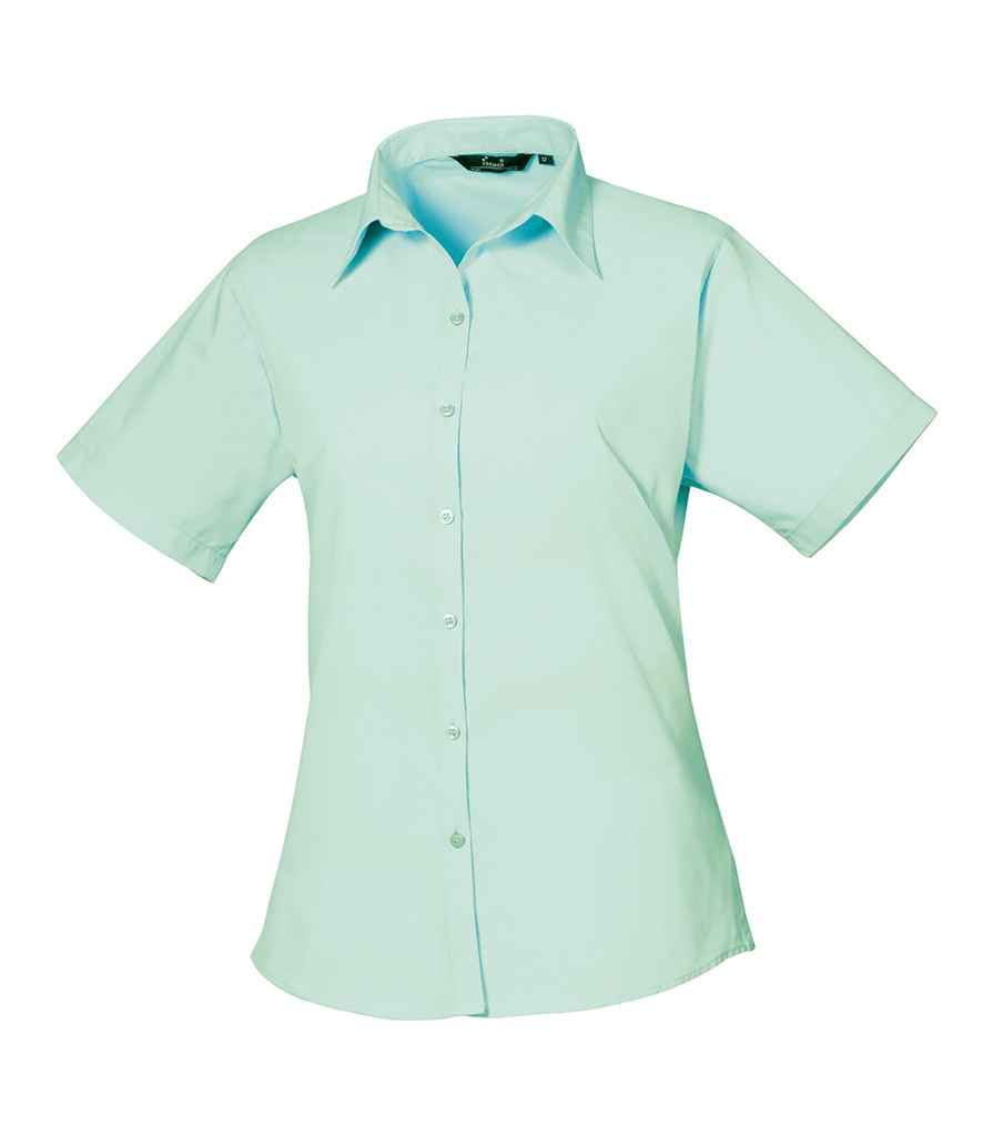 Premier Ladies Short Sleeve Poplin Blouse Aqua