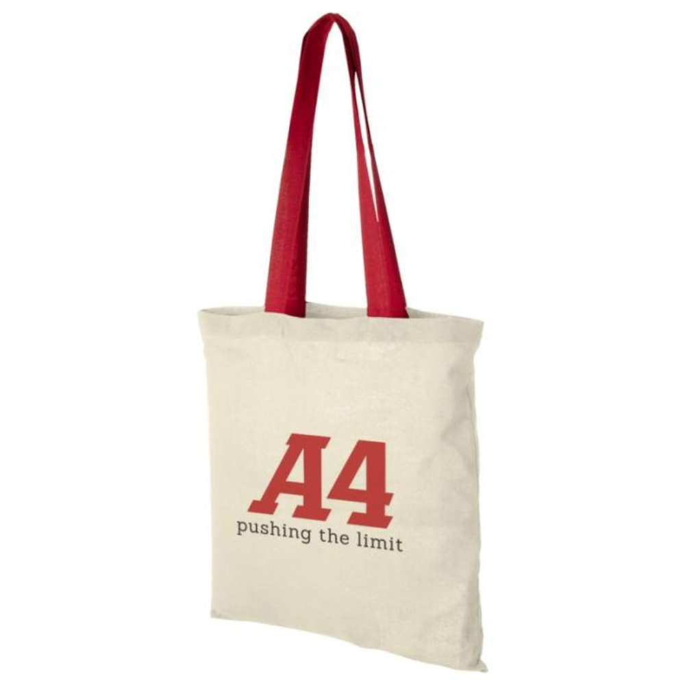 Branded Nevada 100 g/m² cotton tote bag coloured handles 7L