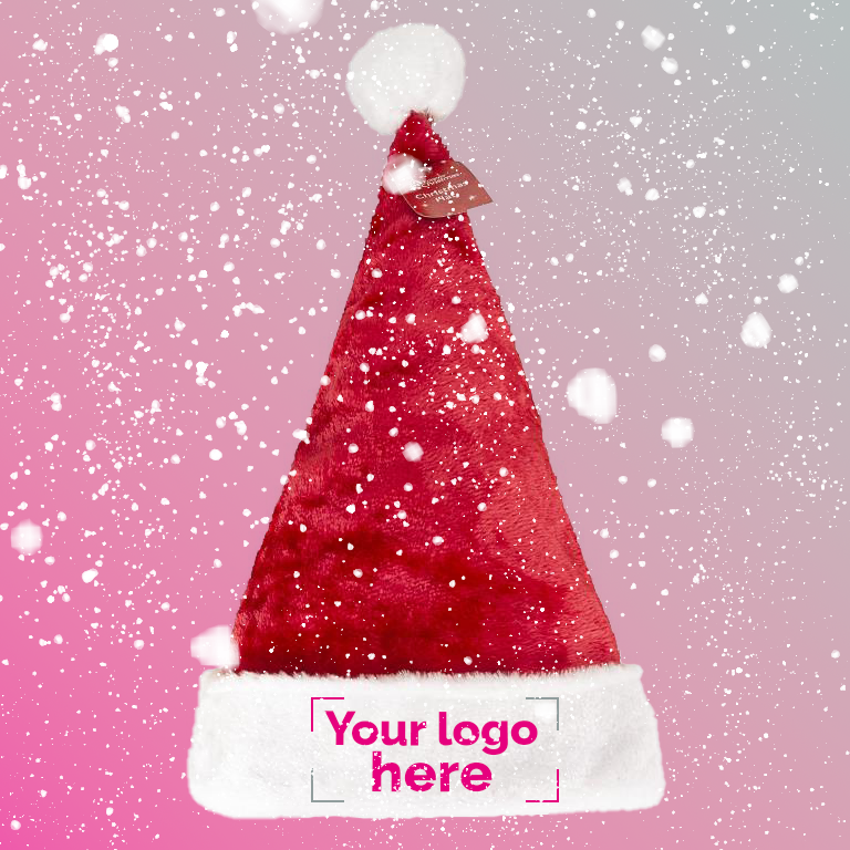 Embroidered Plush Santa Hat | Custom Branded Christmas Hats | No Minimum Order
