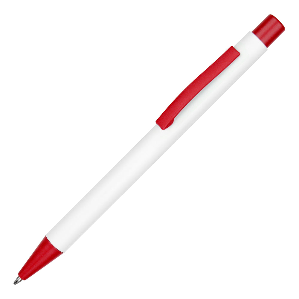 Branded TRAVIS COLOUR Ball Pen in White with trim
