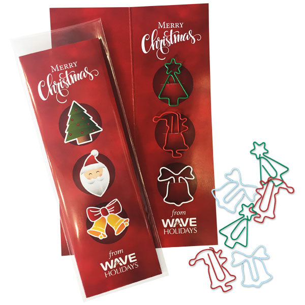 Fun, Festive Shaped Paper Clips on Printed Card
