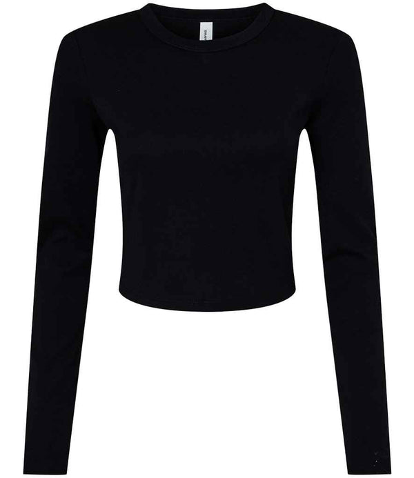 Bella Micro Rib Long Sleeve Baby T-Shirt Solid Black Blend
