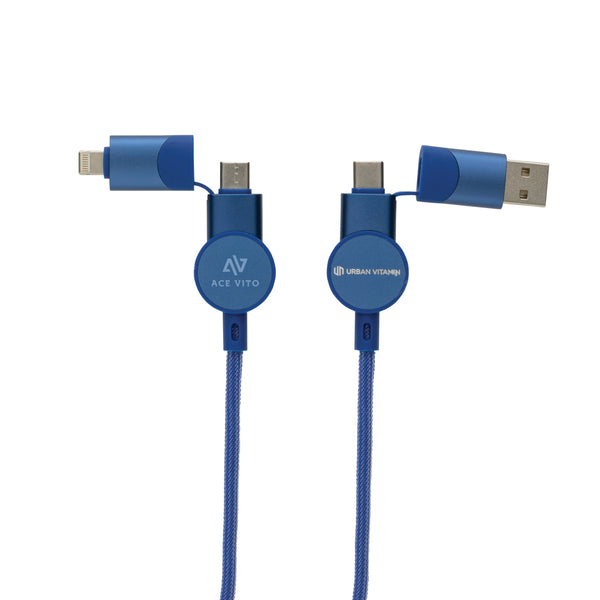 Branded Oakland RCS recycled plastic 6-in-1 fast charging 45W cable