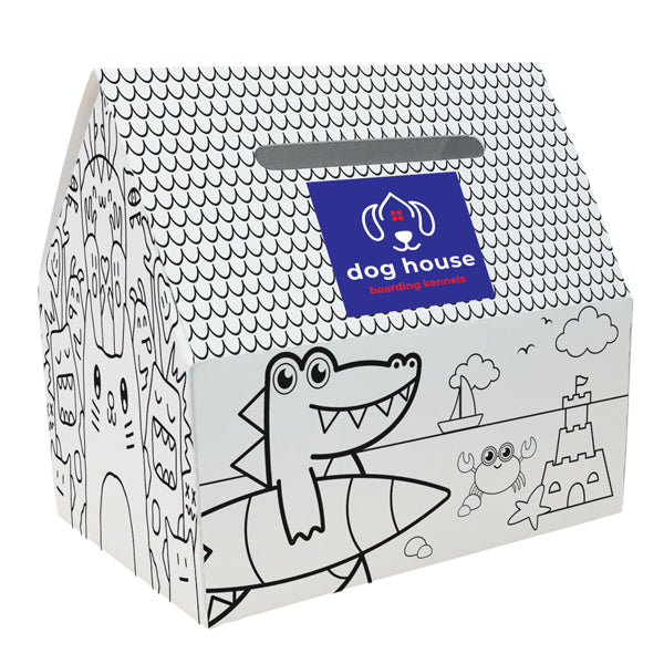 Colour-in Money Box Printed with Pack of 4 Colouring Pencils