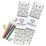 Children's Colouring in Two Sided Bookmark with Pack of 4 Colouring Pencils