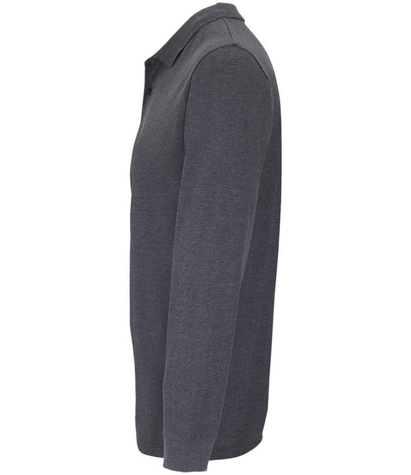 SOL'S Unisex Planet Long Sleeve Piqué Polo Shirt Charcoal Marl