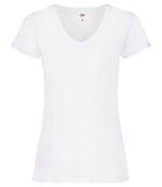 Fruit of the Loom Lady Fit Value V Neck T-Shirt White