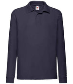 Fruit of the Loom Kids Long Sleeve Poly/Cotton Piqué Polo Shirt Deep Navy
