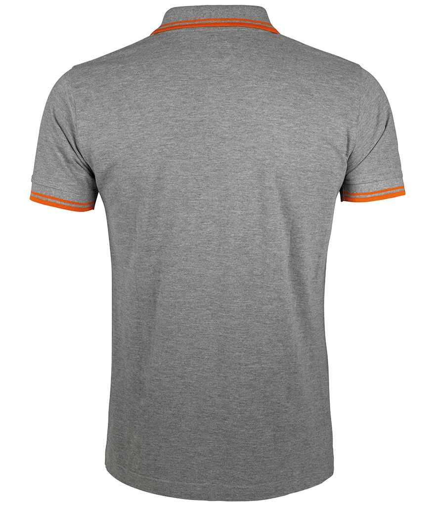 SOL'S Pasadena Tipped Cotton Piqué Polo Shirt Grey Marl/Orange