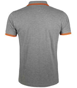 SOL'S Pasadena Tipped Cotton Piqué Polo Shirt Grey Marl/Orange