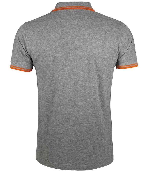 SOL'S Pasadena Tipped Cotton Piqué Polo Shirt Grey Marl/Orange