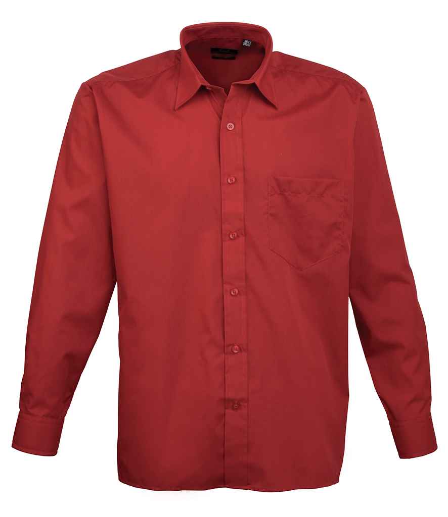 Premier Long Sleeve Poplin Shirt Burgundy