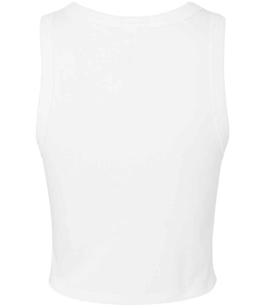 Bella Ladies Micro Rib Racer Tank Top Solid White Blend