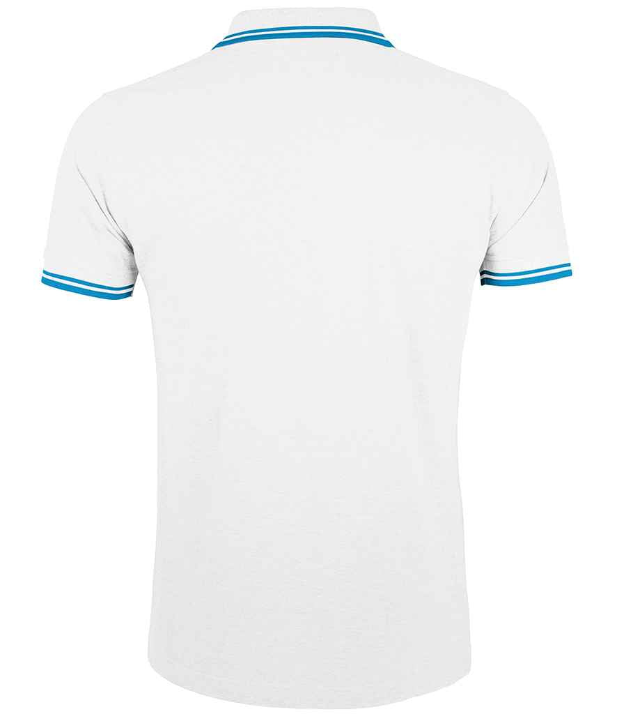 SOL'S Pasadena Tipped Cotton Piqué Polo Shirt White/Aqua