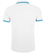 SOL'S Pasadena Tipped Cotton Piqué Polo Shirt White/Aqua