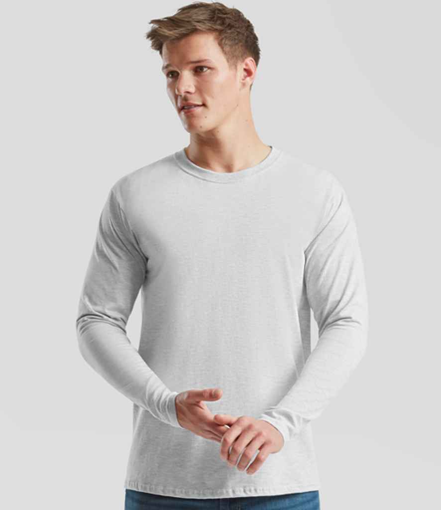 Fruit Loom Iconic 195 Long Sleeve T-Shirt Heather Grey