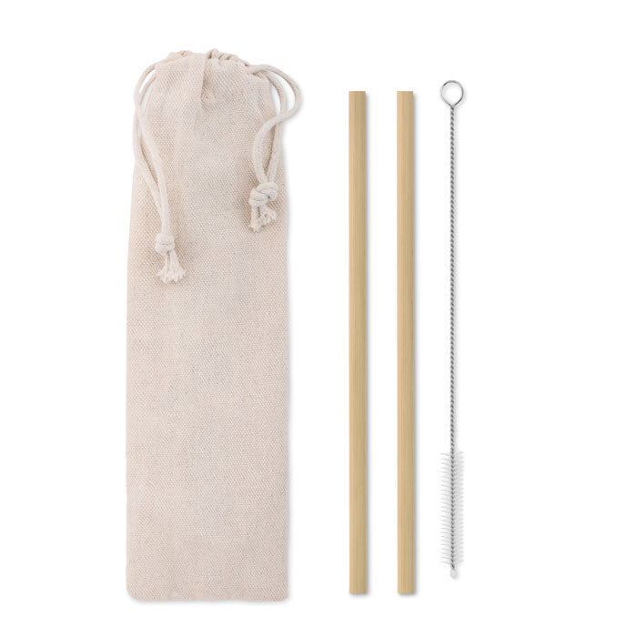 Branded Bamboo Straw w/brush in pouch