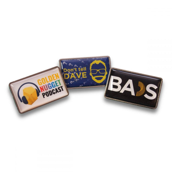 Express Printed Duo Pin Badge - Rectangle 37mm x 22mm
