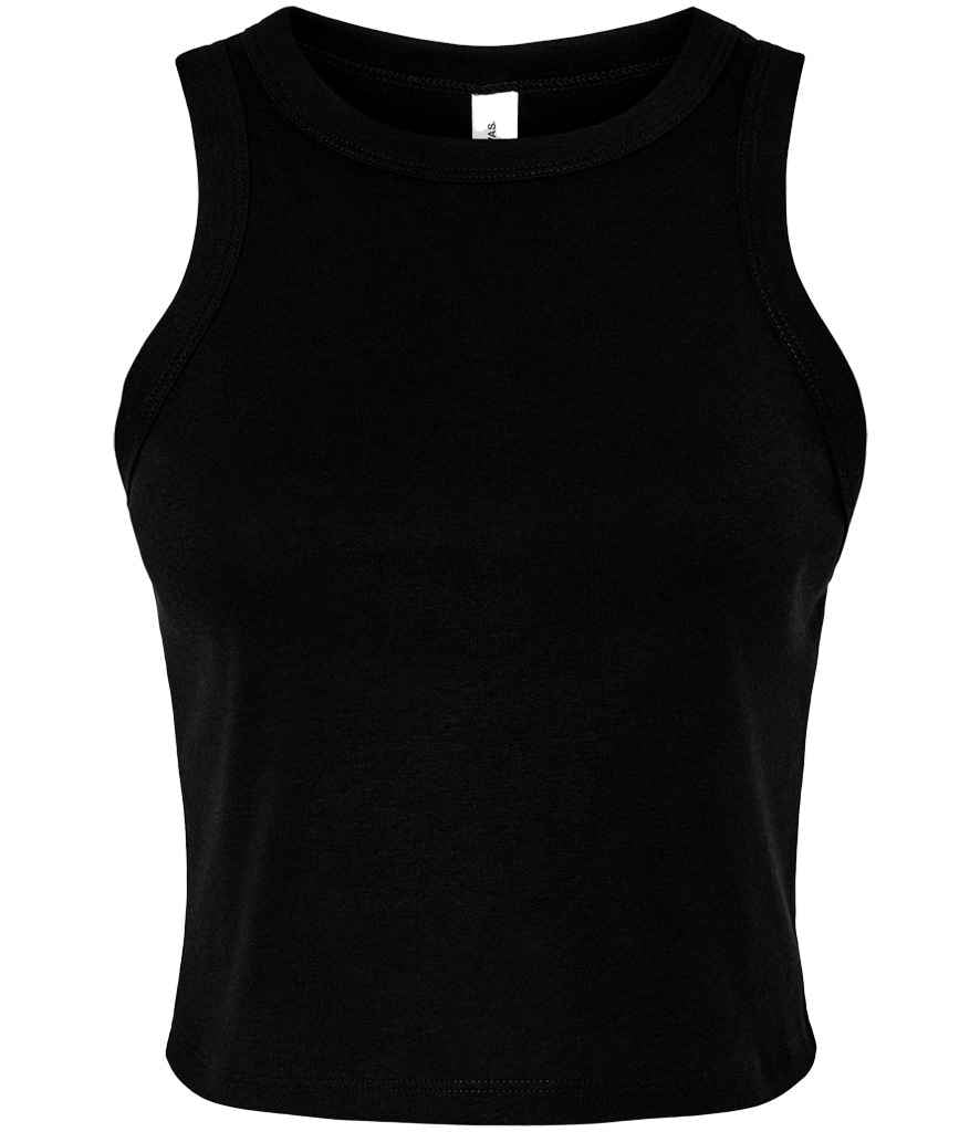 Bella Ladies Micro Rib Racer Tank Top Solid Black Blend