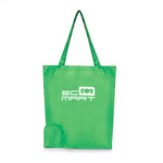 foldable shopping bag. Zippered closure. Plastic Carabiner Hook