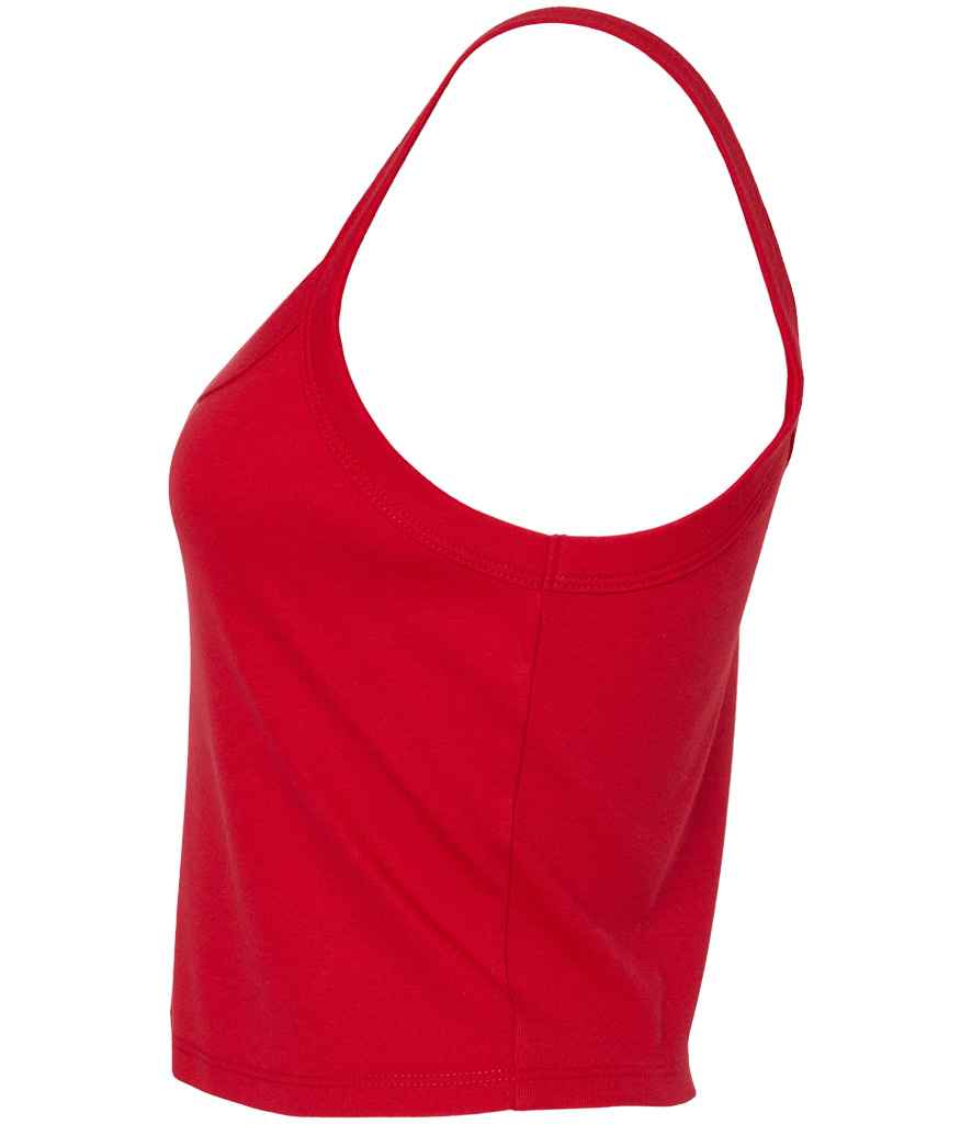 Bella Ladies Micro Rib Spaghetti Strap Tank Top Solid Red Blend