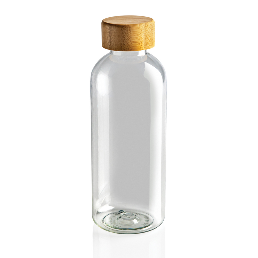 Branded GRS RPET bottle with bamboo lid