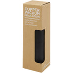 Branded Ljungan 500 ml copper vacuum insulated stainless steel bottle with PU leather strap and lid