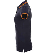 SOL'S Ladies Pasadena Tipped Cotton Piqué Polo Shirt French Navy/Neon Orange