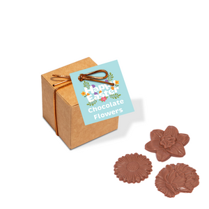 Easter 2024, Eco Kraft Cube, Milk Chocolate Flowers, x6 Bespoke