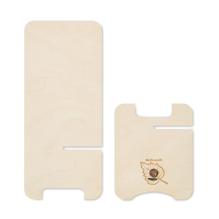 Wood phone stand with Seeds
