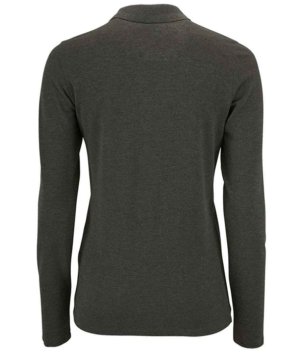 SOL'S Ladies Perfect Long Sleeve Piqué Polo Shirt Charcoal Marl